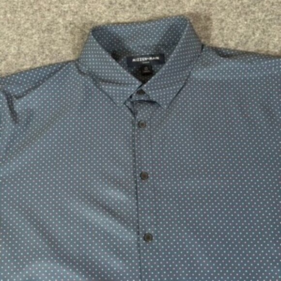 Mizzen and Mens Mens Leeward Button Down LS Dress Shirt XXL Trim Navy Polka‎ Dot - Picture 1 of 11